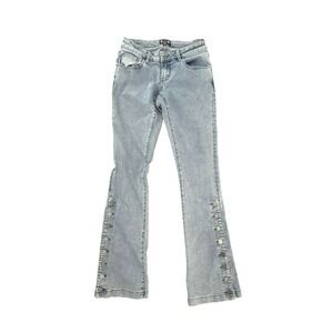 Vintage Y2K Flare Leg Jeans Snap Leg Women's Size 2 Lightwash Stretch Denim